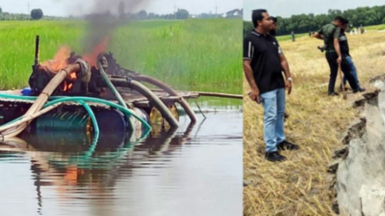 চরভদ্রাসনে অবৈধ বালু উত্তোলন, ৩ ড্রেজার বিনষ্ট; জরিমানা ৫০ হাজার